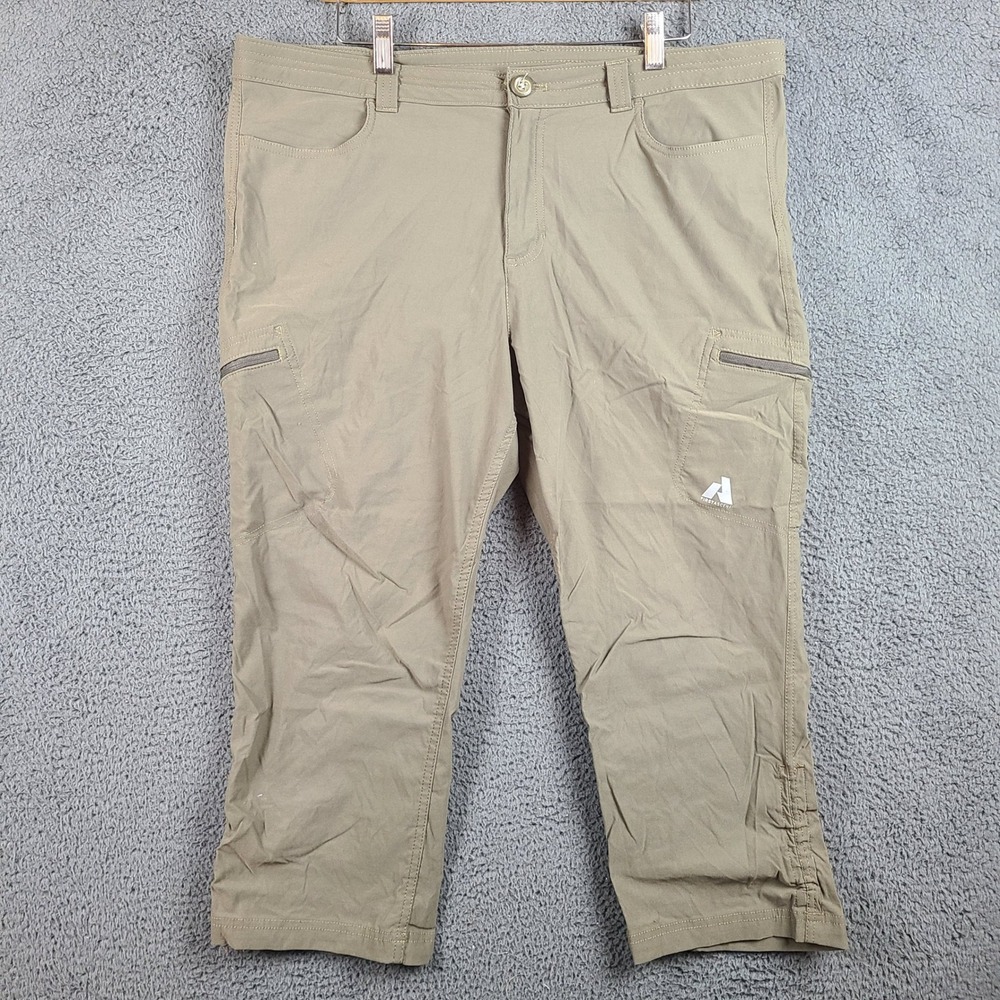 Eddie Bauer First Ascent Guide Pants Womens T16 Olive Green Cargo Capri Hiking